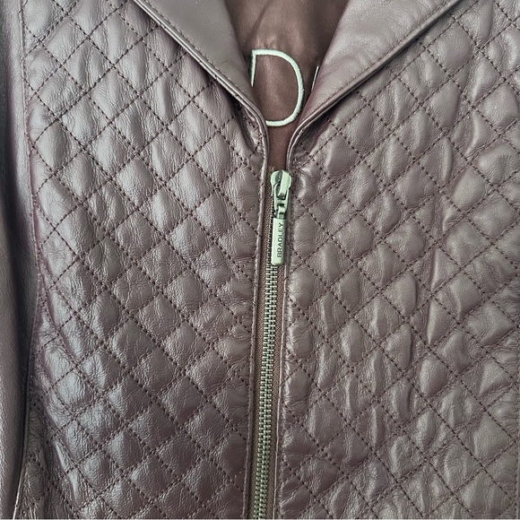 NWOT Bradley Bayou Moto Jacket Burgundy Purple Leather Quilt Size Small - Picture 4 of 12